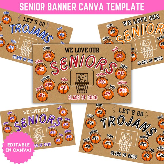 Project and Paint Basketball Team Butcher Paper Banner Template Sign Senior Night Banner Canva DIY Team Poster Bundle