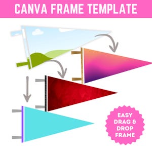 Pennant Flag Canva Frame | Editable Sports Pennant Template | Customizable Pennant File for Sublimation & PNG Downloads