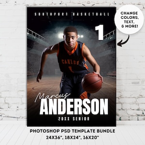 Photoshop Senior Night Poster Template Sport Design Download Bearbeitbare Postervorlage graduate Sports Design Anpassbares Teamfoto