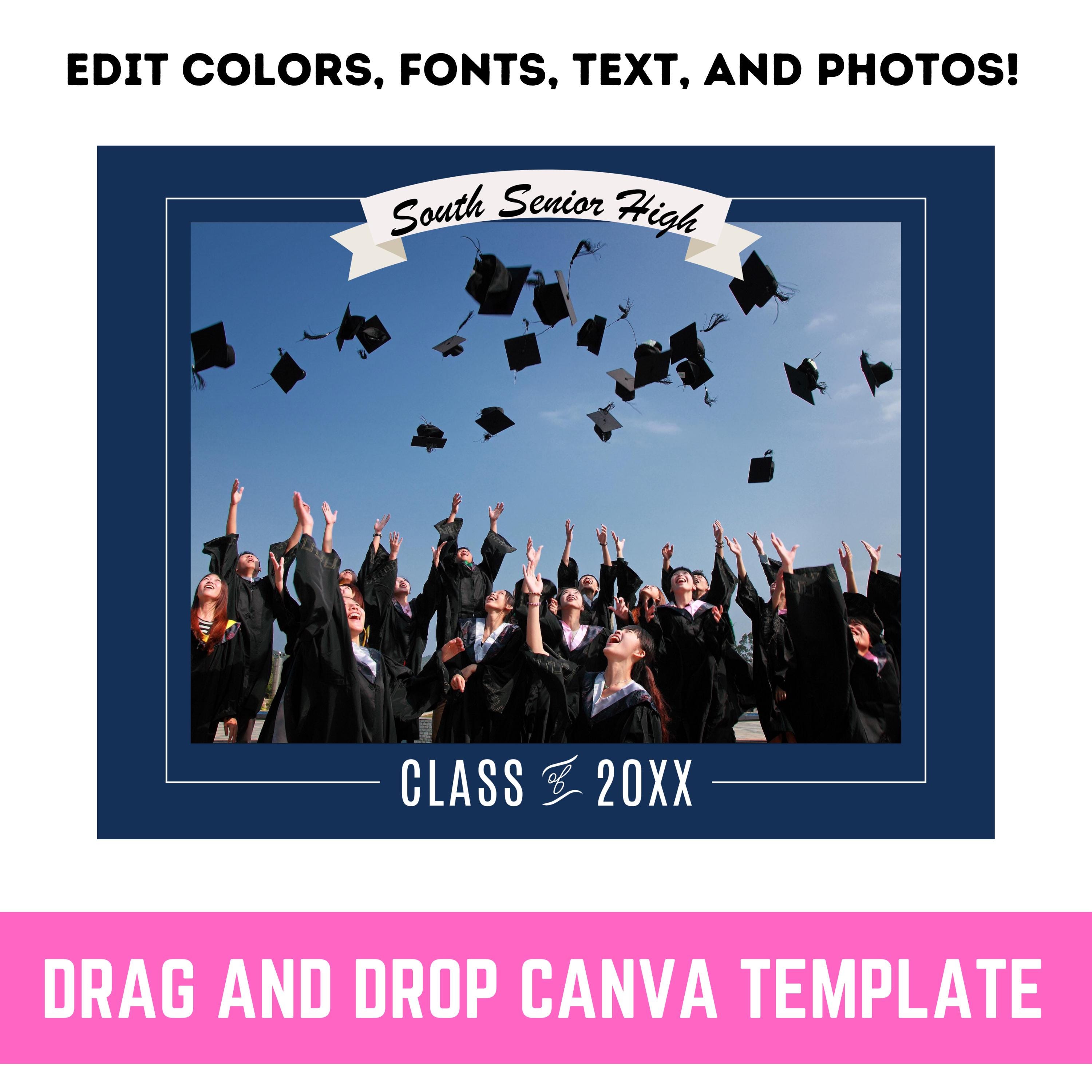 Editable Graduation Photo Frame Grad Photo Frame Template 8.5x11 Drag ...