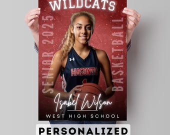 Personalized Senior Night Basketball Poster PNG PDF Digital Download Customized Banner Senior Class of 2025 Customizable Senior Night Poster