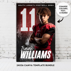 Football Poster 24x36 Canva Template Design Your Own Custom Senior Football Team Sports Posters in  Sports Legends Sports Booster Posters