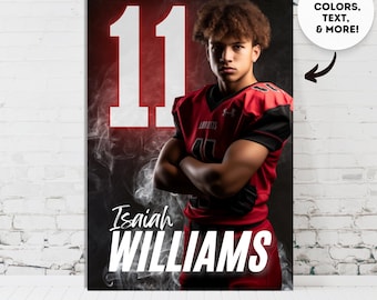 Fußball Poster 24x36 Canva Template Entwerfe Deine eigenen benutzerdefinierten Senior Football Team Sport Poster in Sportlegenden Sport Booster Posters