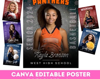 Senior Night Poster Canva Template Download Editable Poster Template Senior Night Sports Design Customizable Team Photo Posters