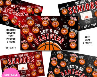 Basketball Senior Night Banner Template, Editable Canva Poster Bundle