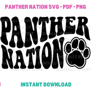 Panther Nation Panther Mascot SVG Bubble Letters PNG PDF Football Fall Sports Digital Download Vector for T-shirts Cut files Panther Pride