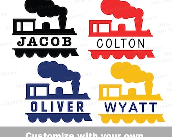 Train Split Name Monogram SVG Train Engine Locomotive Split Monogram Cut File pdf DXF png Name Label Kids Cricut Silhouette Instant Download