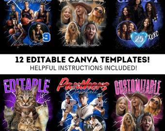 Custom Bootleg Rap Tee Template Bundle Custom Photo Birthday Concert Shirt 90s bootleg rap design template Bach Party Rap T Editable Canva
