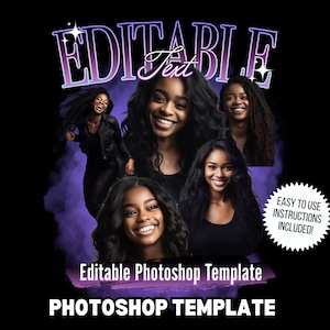 Bootleg Photoshop Template Vintage Rap Tee PSD Custom Photo Birthday Concert Shirt 90s bootleg rap template Birthday Editable Graduation