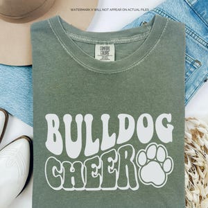 Bulldog Cheer Cut File Bulldogs Cheerleader Wavy Font Design Bulldog Football Fall Sports Bulldogs School Spirit Student Shirts Cut Files