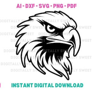 Eagle Head Cut File SVG Eagle Mascot Bald Eagle DXF Eagles Cut Files Patriotic Eagle for Vinyl Eagle Art for Shirts High School Mascot Eagle