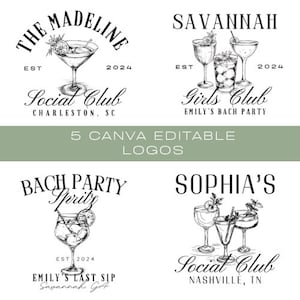 Bach Party Logo Template Editable Social Club Logo Girls Club For Bridal Party Shirts Bach Weekend Gear Logo for Bachelorette Party Template
