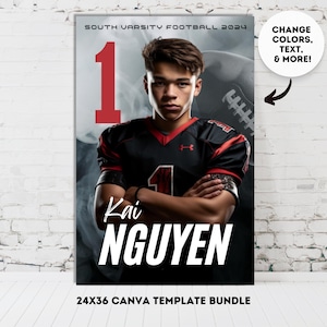 Football Poster 24x36 Canva Template Design Your Own Custom Senior ...