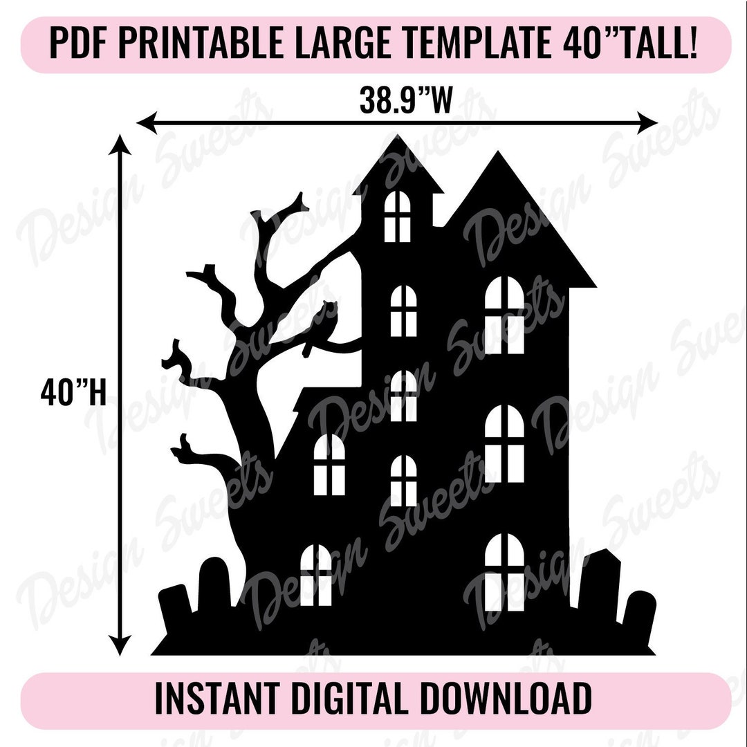 Haunted House Printable Trace and Cut PDF Template Halloween Decor 40 Haunted House Printable Trace and Cut PDF Template Halloween Decor 40