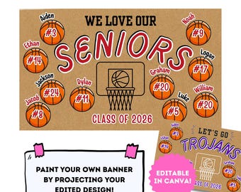 Editable Basketball Senior Night Design | Canva Template for Projecting & Painting Team Banners