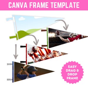 Editable Pennant Canva Frame | Sports Pennant Flag Template | Customizable Pennant Frame | PNG for Sublimation & Printing