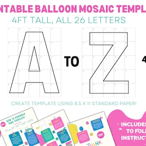 Balloon Mosaic Template Letters A to Z | Create Stunning 4ft Marquee or Balloon Mosaic Numbers or Photo Collage Backgrounds