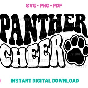 Panther Cheer Retro Disco Cowboy Font Bubble Letters SVG PNG PDF - Football Fall Sports - Digital Download - Vector for T-shirts Cut files