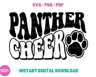 Panther Cheer Retro Disco Cowboy Font Bubble Letters SVG PNG PDF - Football Fall Sports - Digital Download - Vector for T-shirts Cut files