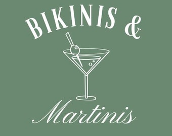 Martini Bikini SVG Bach Party Martinis and Bikinis Cut File Logo Bachelorette Logo Vector Cutting Machine Social Club Logo Girls Club Bride