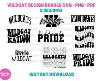 Wildcats SVG PNG PDF clipart cut file bundle fall sports school mascot 9 designs wildcats svgs Wildcat Mascot High School Sports Mom Senior
