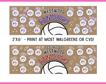 Volleyball Team Banner 2x6 Butcher Paper Background Template Sign Senior Night Banner Canva DIY Team Poster