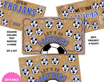 Soccer Team Senior Night Banner Template, DIY Paintable (Canva Editable, 3x5ft Digital Download)
