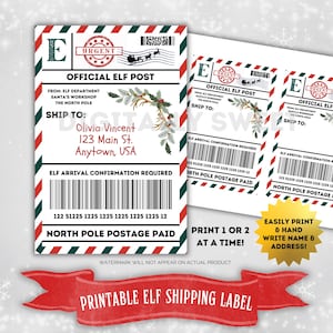 Printable Elf Shipping Label Elf Return Label Kit Idea Elf Printable