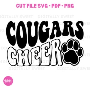 Cougars Cheer Cut File Wavy Letters Design SVG Cut file Football Fall Sports Mom Digital Download Vector for School Tshirts Cut files