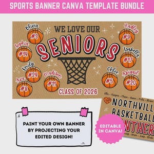 Project and Paint Basketball Team Butcher Paper Banner Template Sign Senior Night Banner Canva DIY Team Poster Bundle image 5
