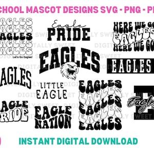 Eagles Cut File Bundle Eagle SVG Clipart Cut Files Bundle Fall Sports School Eagle Mascot Designs unique design Eagle Apparel for Students