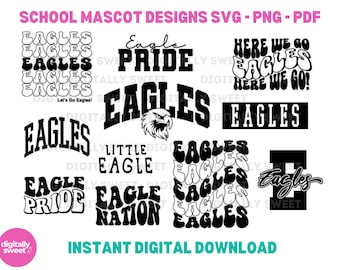 Eagles klippfilspaket Eagle SVG Clipart klippfiler paket höstsporter skola Eagle maskotdesigner unik design Eagle kläder för studenter