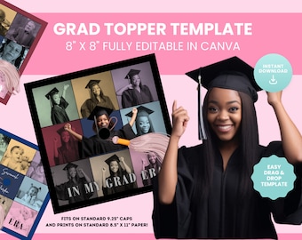 Eras Poster Grad Cap Topper Canva Template Graduation Decor Decorating Grad Cap Custom Topper Printable Gift For Grad Customizable Topper