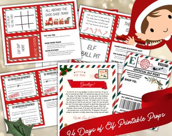 Elf Prop Kit Urlaub 24 Tage Elf Bündel Ankunft Etikett und Brief Mini Zeitung Tägliche Elf Aktivitäten und Ideen 24 Tage von Elf Requisiten und mehr