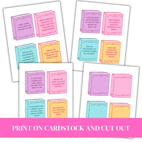 Editable and Printable Book Club Question Cards P28 Romance Book Conversation Starters + Prompts Editable Icebreaker Cards Ladies Nights