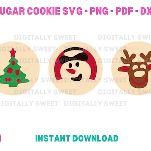 Christmas Sugar Cookie cut file PNG for sublimation Cookie Design SVG for Christmas Holiday Dessert clipart graphics for the holidays