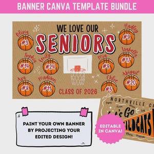 Project and Paint Basketball Team Butcher Paper Banner Template Sign Senior Night Banner Canva DIY Team Poster Bundle image 2