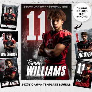 Football Poster 24x36 Canva Template Design Your Own Custom Senior Football Team Sports Posters in  Sports Legends Sports Booster Posters