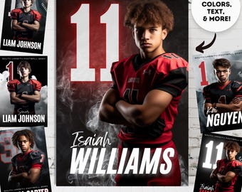 Football Poster 24x36 Canva Template Design Your Own Custom Senior Football Team Sports Posters in  Sports Legends Sports Booster Posters