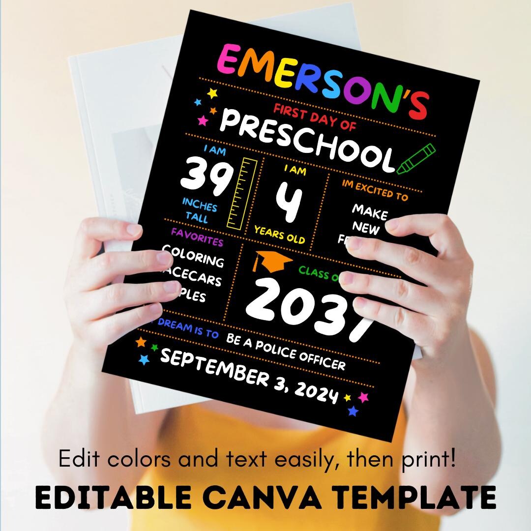 Letrero imprimible editable para primer y último día de clases para ...