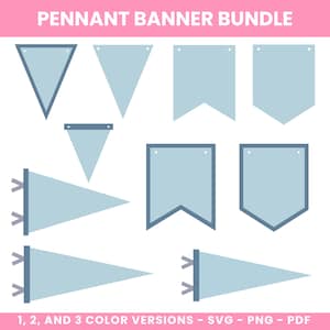 Pacote de bandeira de flâmula com arquivo cortado SVG PNG Banner Bunting svg Pacote de bandeira esportiva Bandeira de aniversário Pacote de flâmulas Banner suspenso em PDF
