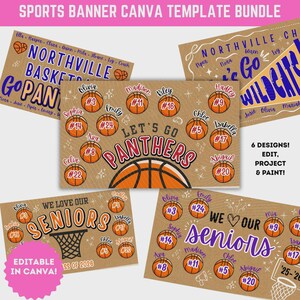 Project and Paint Basketball Team Butcher Paper Banner Template Sign Senior Night Banner Canva DIY Team Poster Bundle image 8