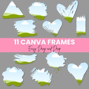 Grunge Canva Frame Bundle Drag and Drop Photo Frames Canva Template Digital Download Distressed Shape Rough Edge Photo Frames For Art