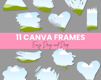Grunge Canva-rampaket Dra-och-släpp-fotoramar Canva-mall Digital nedladdning Distressed Form Grovkant Fotoramar för konst
