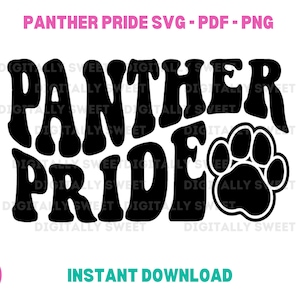 Panther Pride Retro Disco Cowboy Font Bubble Letters SVG PNG PDF - Football Fall Sports - Digital Download - Vector for T-shirts Cut files