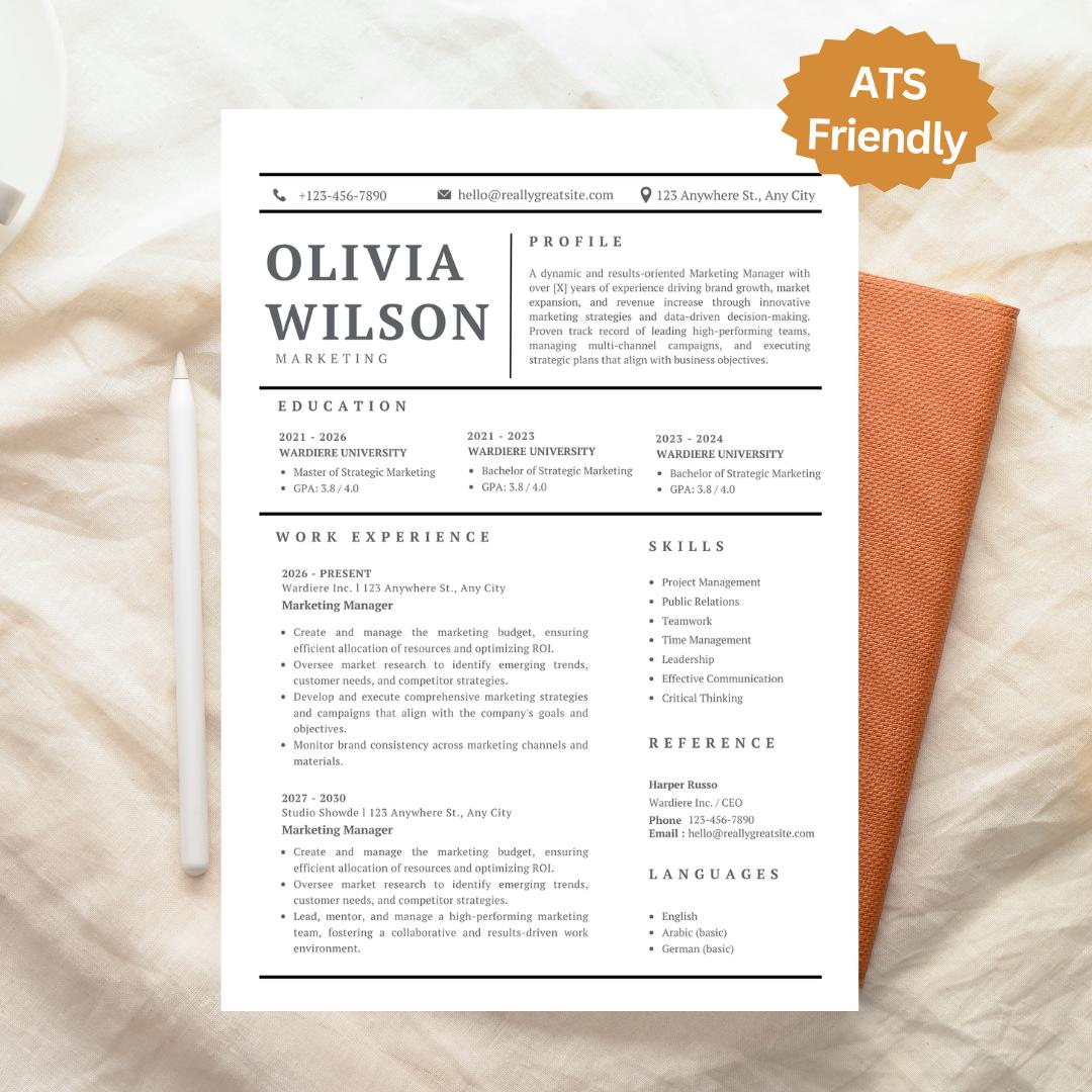ATS Friendly Resume Template | Professional CV (word, Google Docs) - Etsy