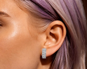 Double Band Pave Hoop Earrings Ohrringe