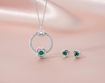 May Birthstone Eternity Circle O hanger oorbellen set, verjaardagscadeaus voor haar, sierlijke oorringen, cadeaus voor moeder