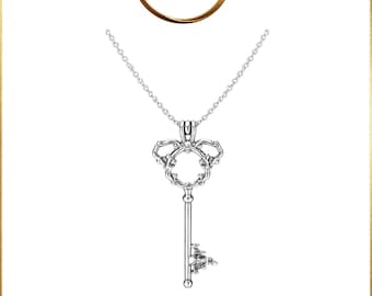 Castle Key Necklace Parks Land Paris,925 Sterling Silver Necklaces,Fits European Bracelets and Necklaces
