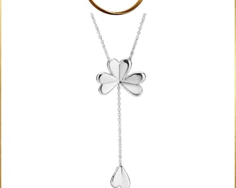 Lucky Four-Leaf Clover Necklace, 70 Cm Chain,925 Sterling Silver Necklaces,Fits European Bracelets and Necklaces
